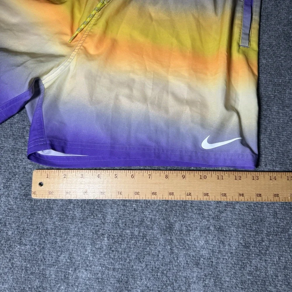 Nike Swim Athletic Shorts Horizon Stripe Purple Yellow Men Size XL Lined 717384
